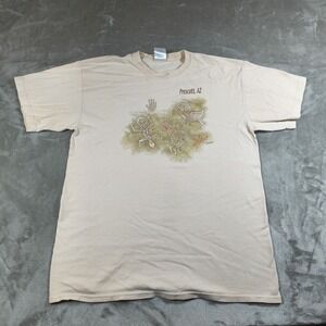 Vintage Prescott Arizona Shirt Mens Medium Beige Kokopelli Native Art Southwest